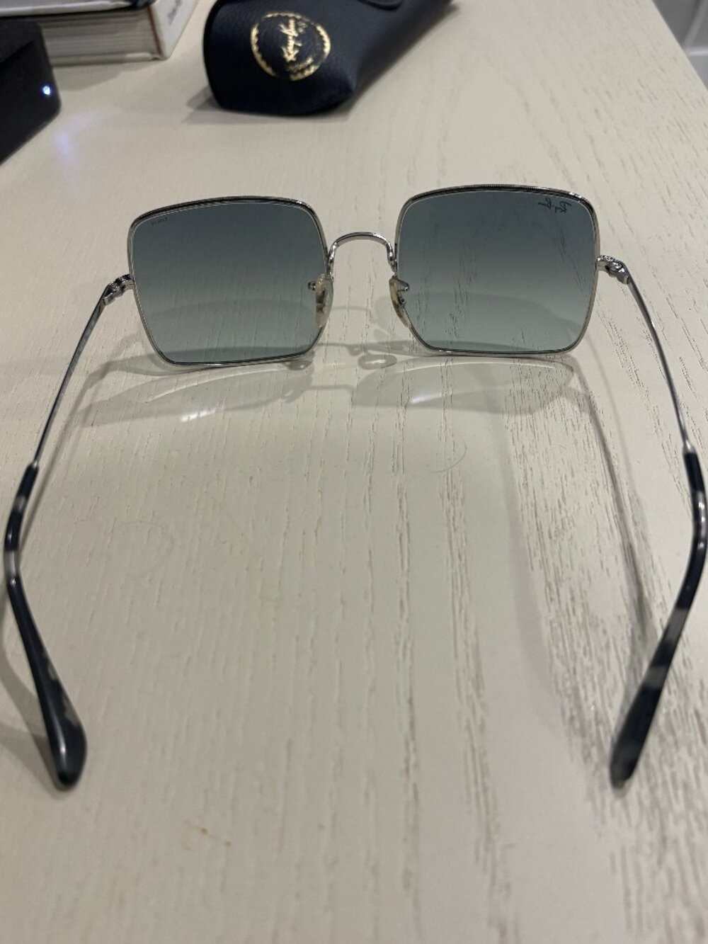 Ray-Ban Blue Rectangle Evolve Sunglasses | Silver Metal Frame | RB1971 Square